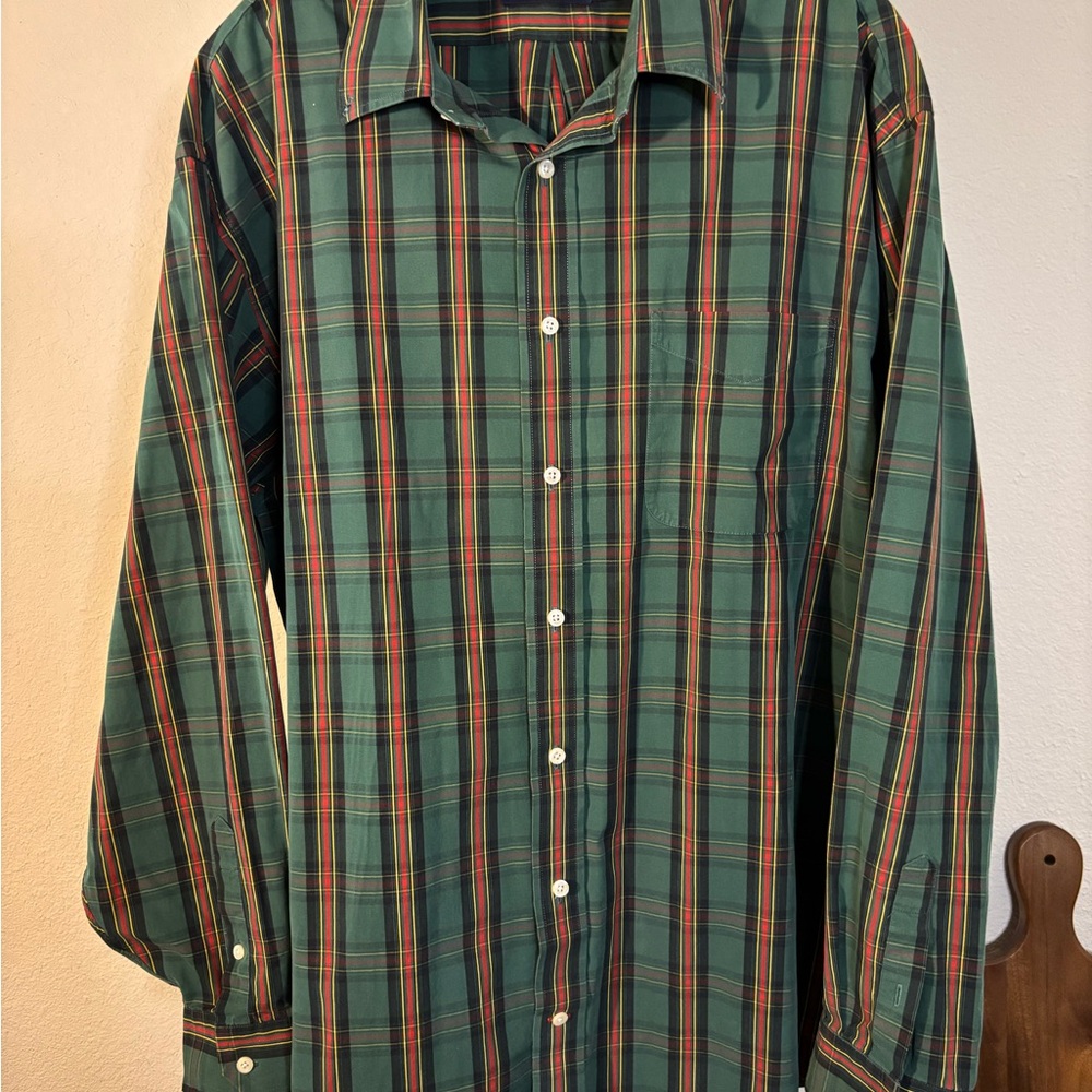 Daniel Cremieux Green and Red Plaid Casual Shirt